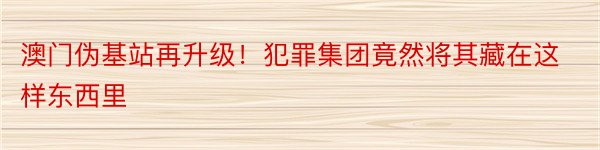 澳门伪基站再升级！犯罪集团竟然将其藏在这样东西里