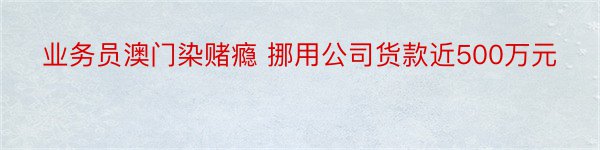 业务员澳门染赌瘾 挪用公司货款近500万元