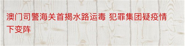 澳门司警海关首揭水路运毒 犯罪集团疑疫情下变阵