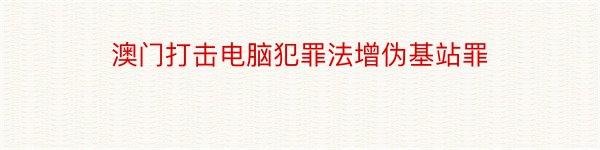 澳门打击电脑犯罪法增伪基站罪