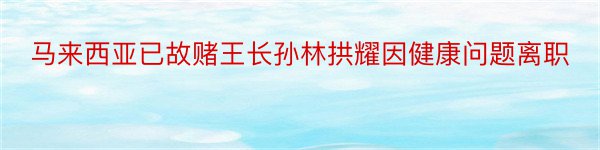 马来西亚已故赌王长孙林拱耀因健康问题离职