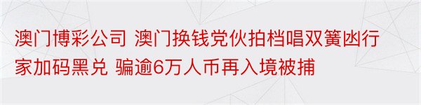 澳门博彩公司 澳门换钱党伙拍档唱双簧凼行家加码黑兑 骗逾6万人币再入境被捕