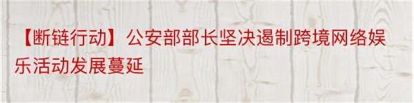 【断链行动】公安部部长坚决遏制跨境网络娱乐活动发展蔓延