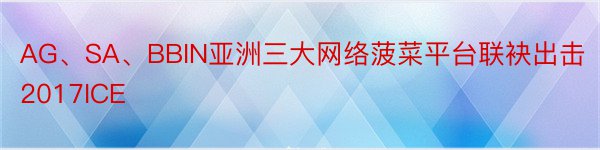 AG、SA、BBIN亚洲三大网络菠菜平台联袂出击2017ICE