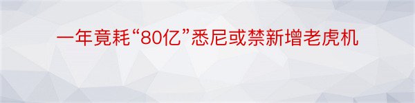 一年竟耗“80亿”悉尼或禁新增老虎机