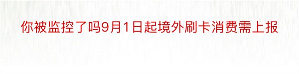 你被监控了吗9月1日起境外刷卡消费需上报