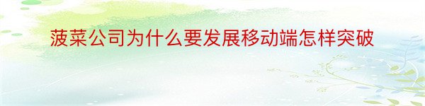 菠菜公司为什么要发展移动端怎样突破