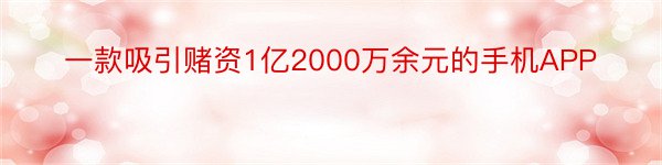 一款吸引赌资1亿2000万余元的手机APP