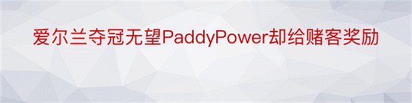 爱尔兰夺冠无望PaddyPower却给赌客奖励