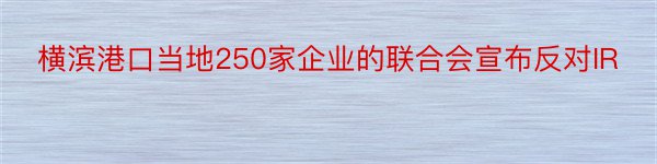 横滨港口当地250家企业的联合会宣布反对IR