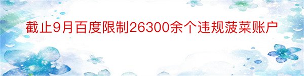 截止9月百度限制26300余个违规菠菜账户