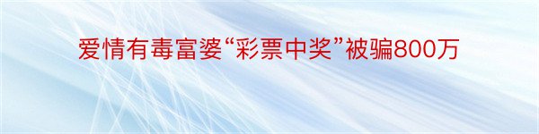 爱情有毒富婆“彩票中奖”被骗800万