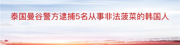 泰国曼谷警方逮捕5名从事非法菠菜的韩国人