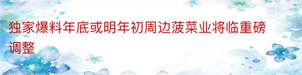 独家爆料年底或明年初周边菠菜业将临重磅调整