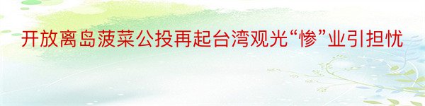 开放离岛菠菜公投再起台湾观光“惨”业引担忧