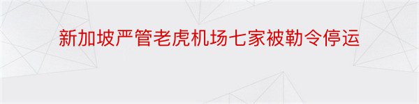 新加坡严管老虎机场七家被勒令停运