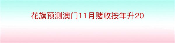 花旗预测澳门11月赌收按年升20