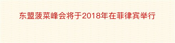 东盟菠菜峰会将于2018年在菲律宾举行