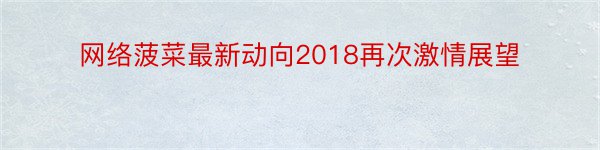 网络菠菜最新动向2018再次激情展望