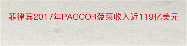 菲律宾2017年PAGCOR菠菜收入近119亿美元