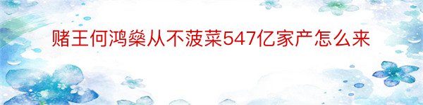 赌王何鸿燊从不菠菜547亿家产怎么来