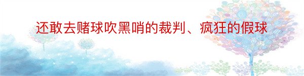 还敢去赌球吹黑哨的裁判、疯狂的假球