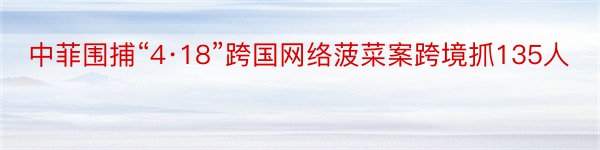 中菲围捕“4·18”跨国网络菠菜案跨境抓135人