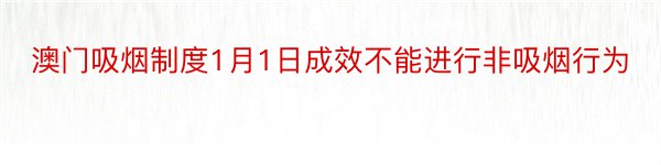 澳门吸烟制度1月1日成效不能进行非吸烟行为