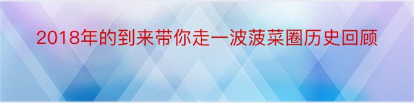 2018年的到来带你走一波菠菜圈历史回顾