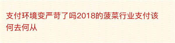 支付环境变严苛了吗2018的菠菜行业支付该何去何从