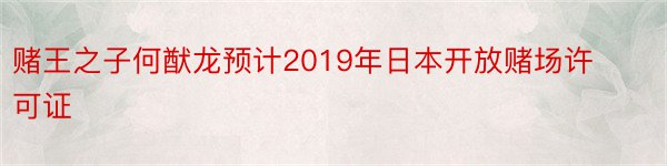 赌王之子何猷龙预计2019年日本开放赌场许可证