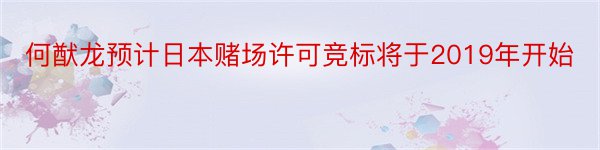 何猷龙预计日本赌场许可竞标将于2019年开始