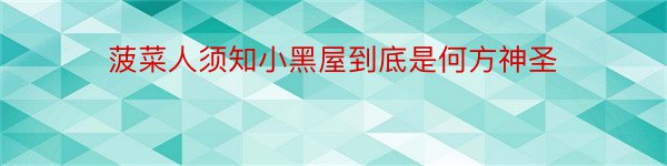 菠菜人须知小黑屋到底是何方神圣