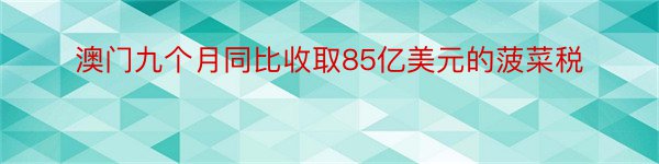 澳门九个月同比收取85亿美元的菠菜税