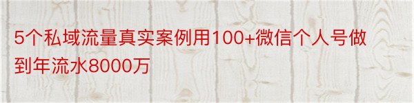 5个私域流量真实案例用100+微信个人号做到年流水8000万