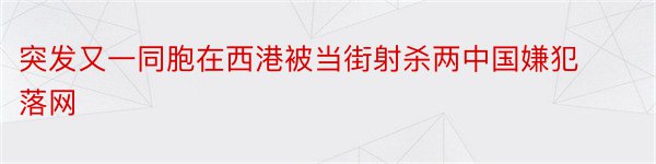 突发又一同胞在西港被当街射杀两中国嫌犯落网