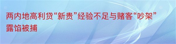 两内地高利贷“新贵”经验不足与赌客“吵架”露馅被捕