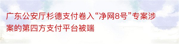 广东公安厅杉德支付卷入“净网8号”专案涉案的第四方支付平台被端