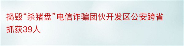 捣毁“杀猪盘”电信诈骗团伙开发区公安跨省抓获39人