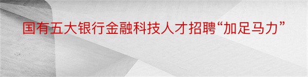 国有五大银行金融科技人才招聘“加足马力”