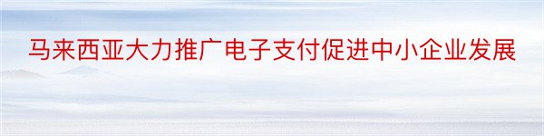 马来西亚大力推广电子支付促进中小企业发展