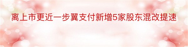 离上市更近一步翼支付新增5家股东混改提速