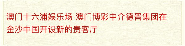 澳门十六浦娱乐场 澳门博彩中介德晋集团在金沙中国开设新的贵客厅