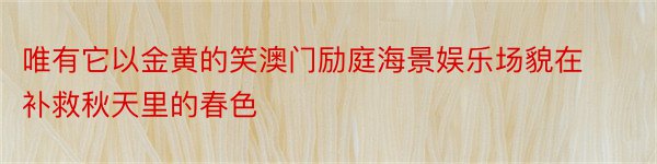 唯有它以金黄的笑澳门励庭海景娱乐场貌在补救秋天里的春色