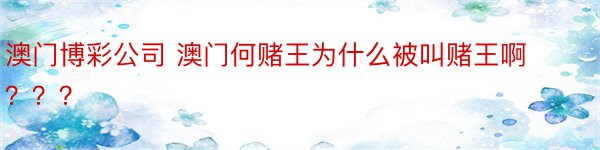 澳门博彩公司 澳门何赌王为什么被叫赌王啊？？？