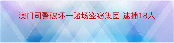 澳门司警破坏一赌场盗窃集团 逮捕18人