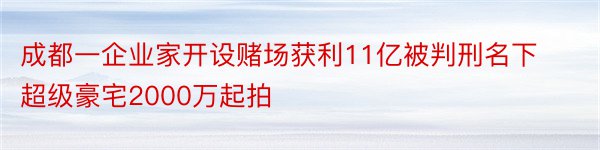 成都一企业家开设赌场获利11亿被判刑名下超级豪宅2000万起拍