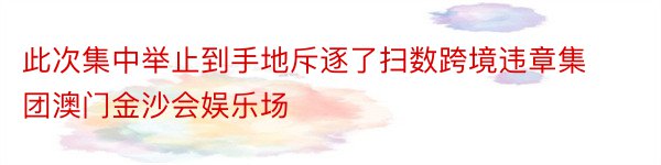 此次集中举止到手地斥逐了扫数跨境违章集团澳门金沙会娱乐场