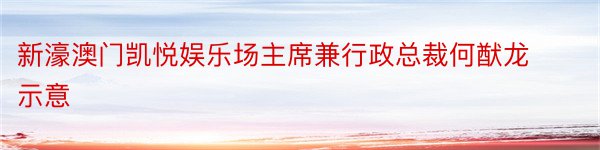 新濠澳门凯悦娱乐场主席兼行政总裁何猷龙示意