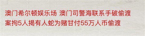 澳门希尔顿娱乐场 澳门司警海联系手破偷渡案拘5人揭有人蛇为赌甘付55万人币偷渡